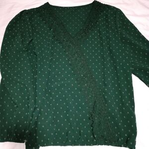 Deep Green V-Neck Blouse
